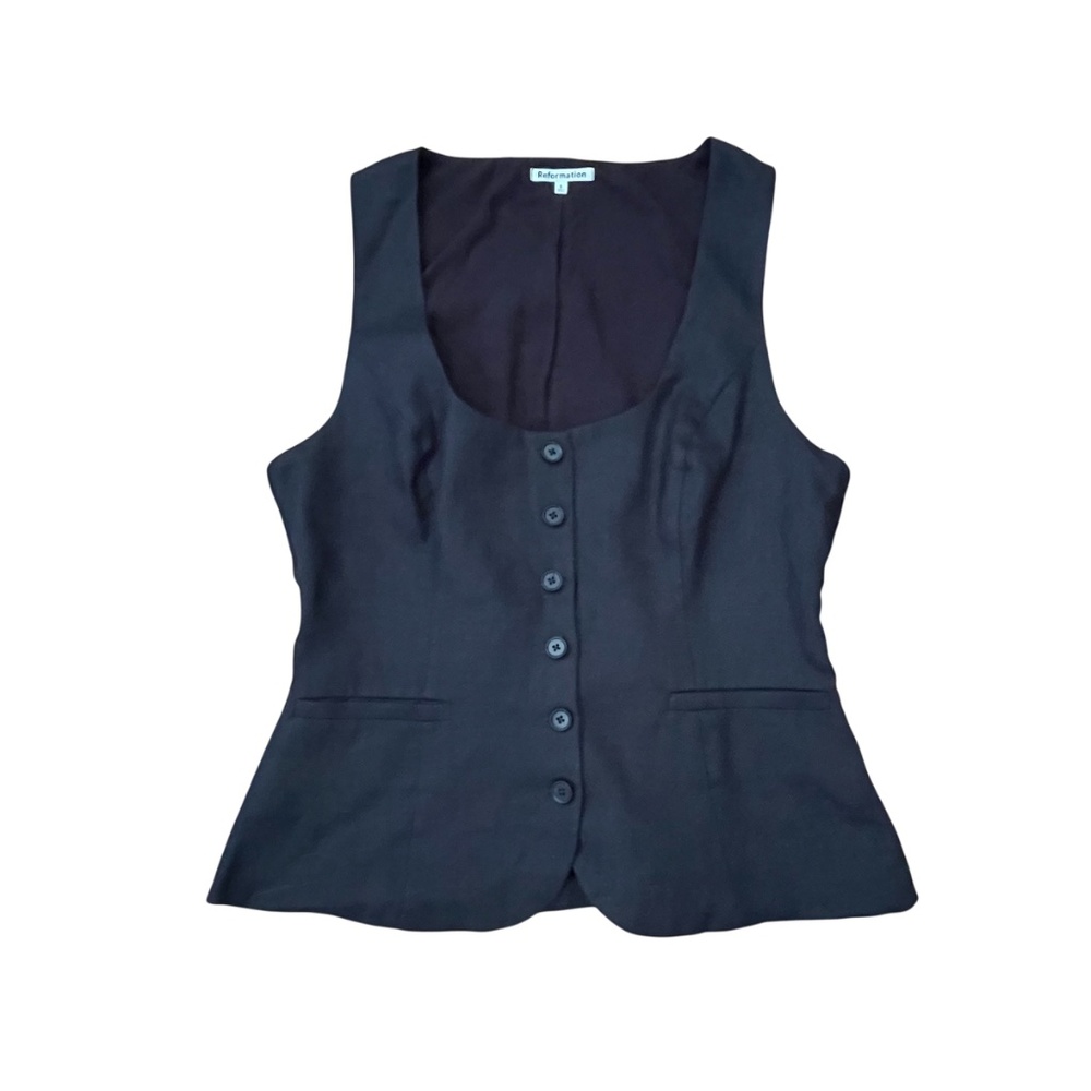 Reformation Delanie Linen Vest Top Black - Picture 2 of 8